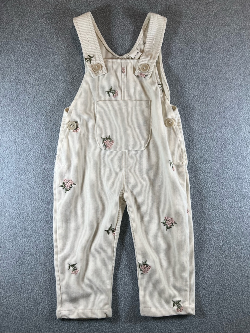 Baby Girls Corduroy Floral Embroidered Overalls Romper 9-12M Cottagecore
